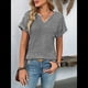 thumbnail image 5 of Blusas Elegantes e Informales de Corta para Mujer, Modernas, de Verano, con Cuello en V, Holgadas y A Rayas. Negro M, 5 of 9