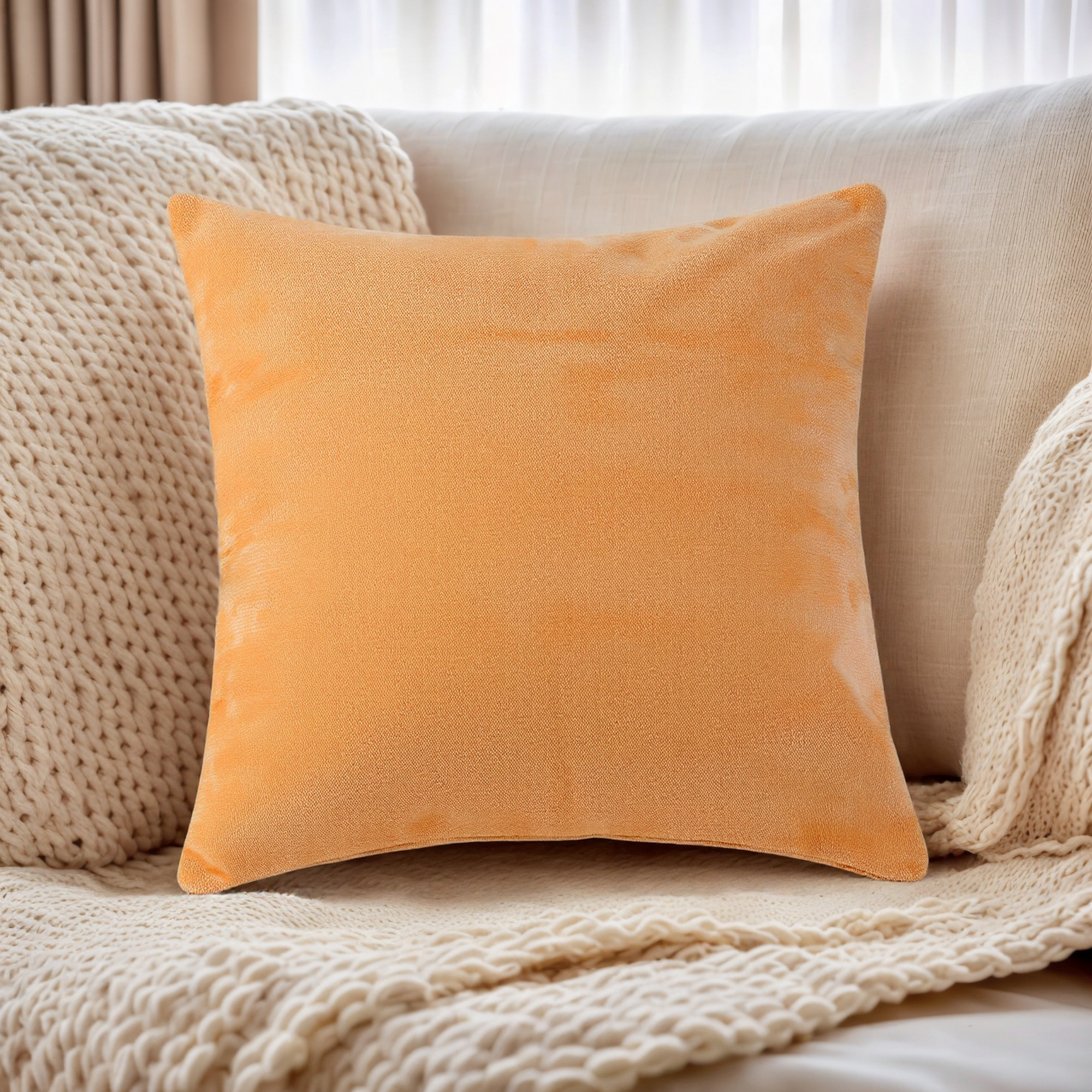 REGALWOVEN Uxcell Pack of 2 Chenille Throw Pillow Covers, Modern Solid Cushion Covers for Couch Sofa Home Beige 18" x 18"