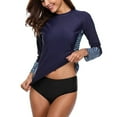 thumbnail image 6 of Attraco Women's Long Sleeve Rash Guard Stripe Splicing Swimwear UPF 50+ Running Swimming Shirt, 6 of 7