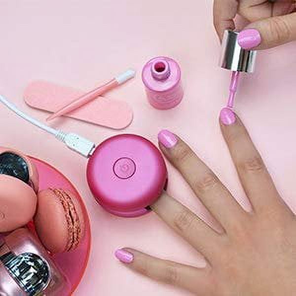 le mini macaron DIY Gel Manicure Kit Gel Nail Polish Kit w/ LED Nail Dryer  Lamp, 1 Gel Polish, Cuticle Stick, Nail File, & Remover Wraps, Fairy Floss  
