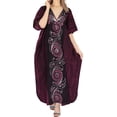 thumbnail image 2 of HAPPY BAY Women's Summer Plus Size Caftan Maxi Boho Sleepwear Loungewear Dashiki House Dresses for Women 2X-3X Flamingo_AC194, 2 of 4