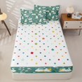 thumbnail image 4 of Manfei Funny Cat Zipper Twin Comforter Sets with Fitted Sheet and 2 Pillowcases, Kawaii Pet Animal Zipper Bedding Set, Teal Green, Polkadot Reversible, 4pcs, 4 of 7