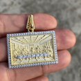 thumbnail image 2 of 14K Gold Finish over Real Solid 925 Sterling Silver The Last Supper Meal Rectangular Iced CZ Hip Hop Pendant, 2 of 7