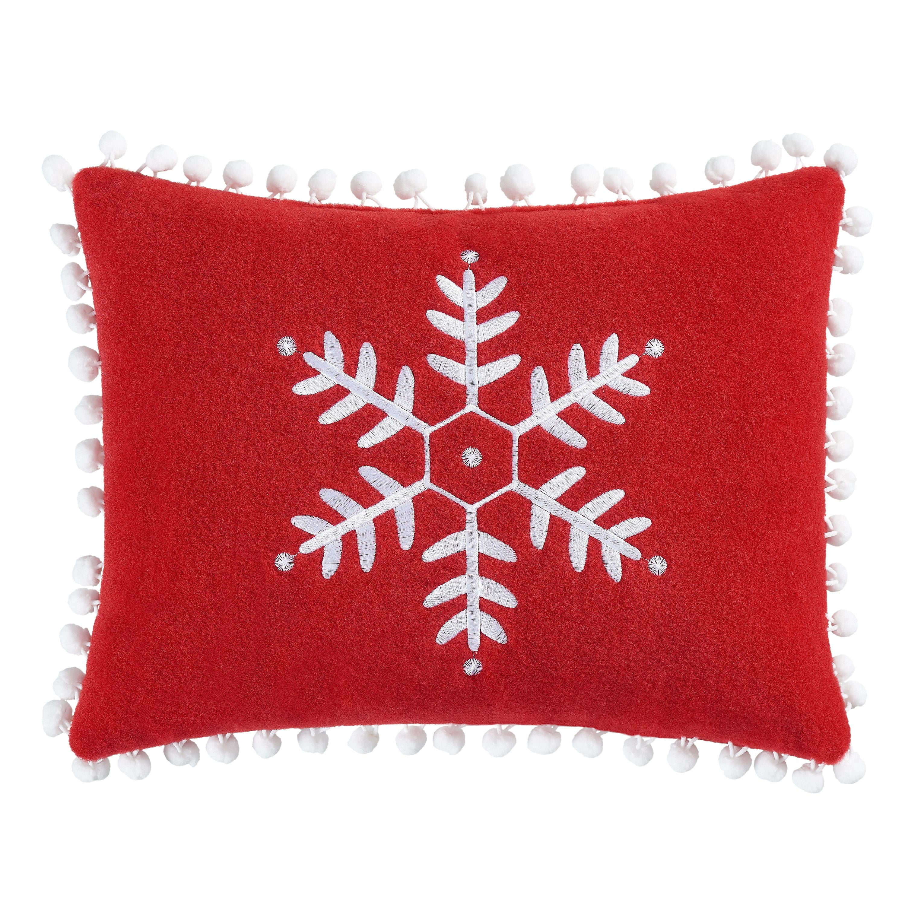Holiday Time Snowflake Decorative Throw Pillow, 16" x 12", Red