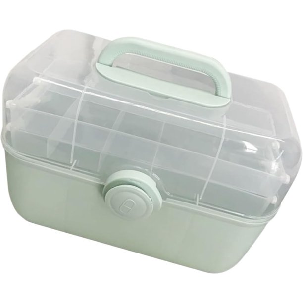 Caja de almacenamiento de medicamentos Caja de primeros auxilios vacía - Bandeja plegable de niveles Caja de medicamentos con pastillero, Caja médica con asa portátil para primeros auxilios