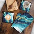 thumbnail image 5 of Teal Gold Marble Kitchen Oven Mitt and Pot Holder Sets 4 Pcs for Baking, Cooking and Grilling, Heat Resistant Up To 392 °F, 5 of 7