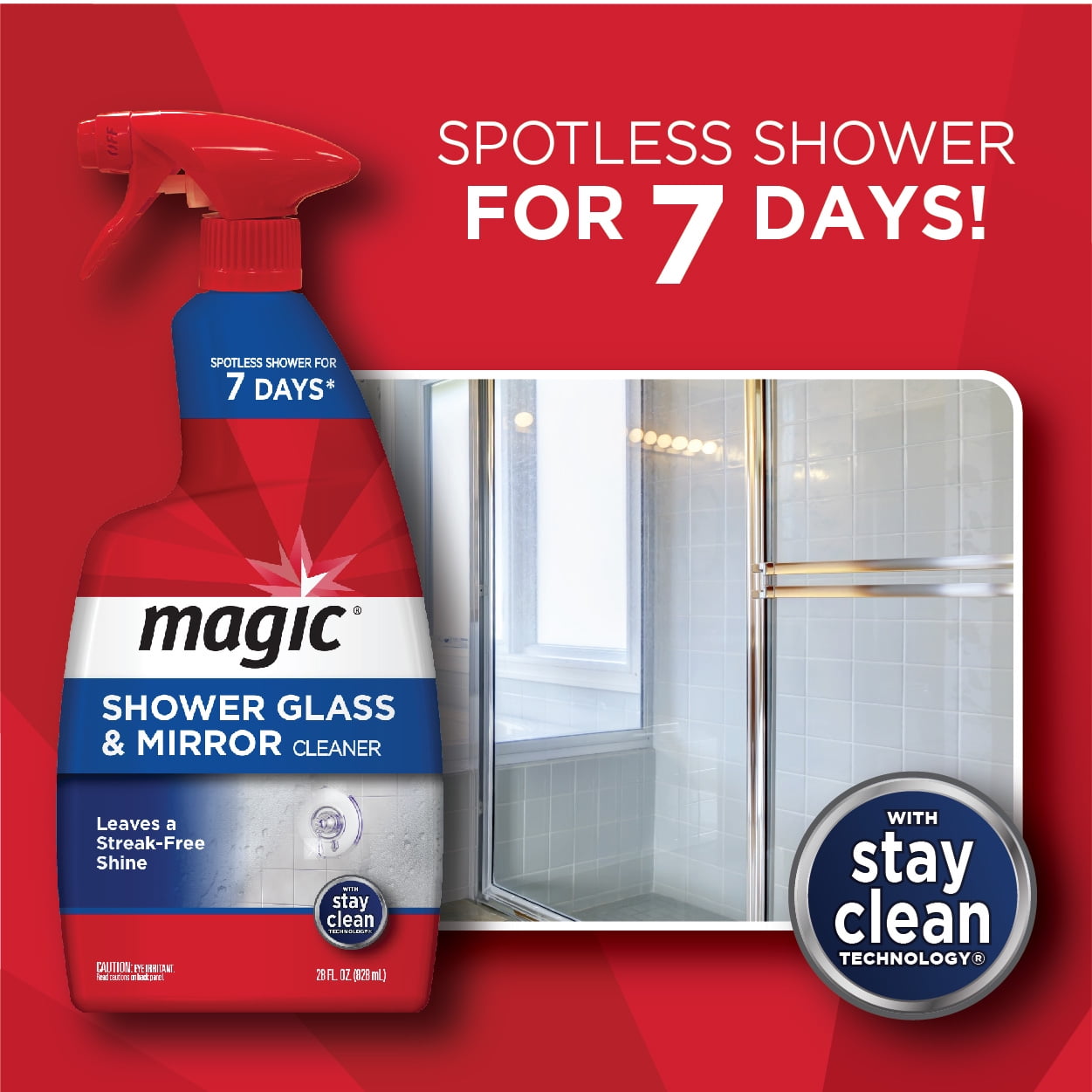 Magic Shower Glass Mirror Cleaner Perfect Clarity Non Streak 28 Fluid Ounce Walmart