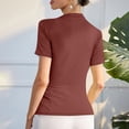 thumbnail image 4 of Plebaso Women's Ruched Tops High Neck Short Sleeve Slim Shirts Solid Color Going out Basic Tees Fashion, 4 of 5