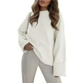 thumbnail image 3 of Women's Oversized Long Sleeve Fuzzy Knit Casual Chunky Pullover Sweater Fall Outfits Clothes White S, 3 of 9