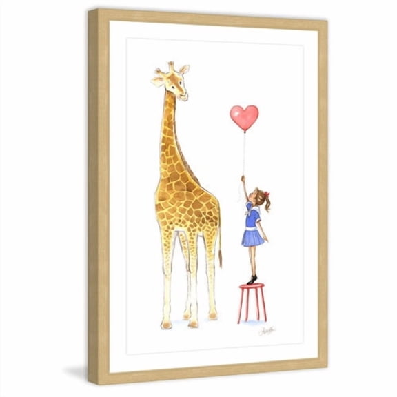 Marmont Hill Giraffe and Girl by Phyllis Harris Framed Wall Art