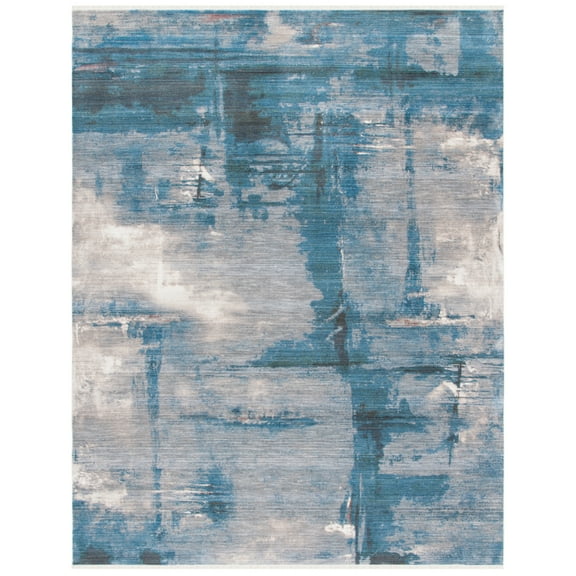 SAFAVIEH Vintage Persian Soren Abstract Polyester Area Rug, Blue/Grey, 8' x 10'