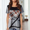 thumbnail image 3 of Womens Tshirts Summer Casual Crewneck Striped Tops Basic Loose Short Sleeve Tshirts Color Block Blouse, 3 of 3