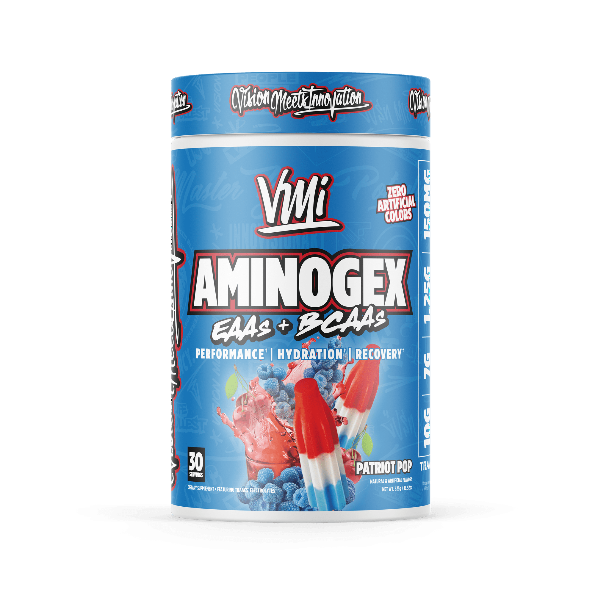 VMI Sports Aminogex Ultra | EAA + BCAA Powder | Amino Acid + Hydration Recovery Drink with Electrolytes, Betaine and Glutamine | (30 Servings) Patriot Pop