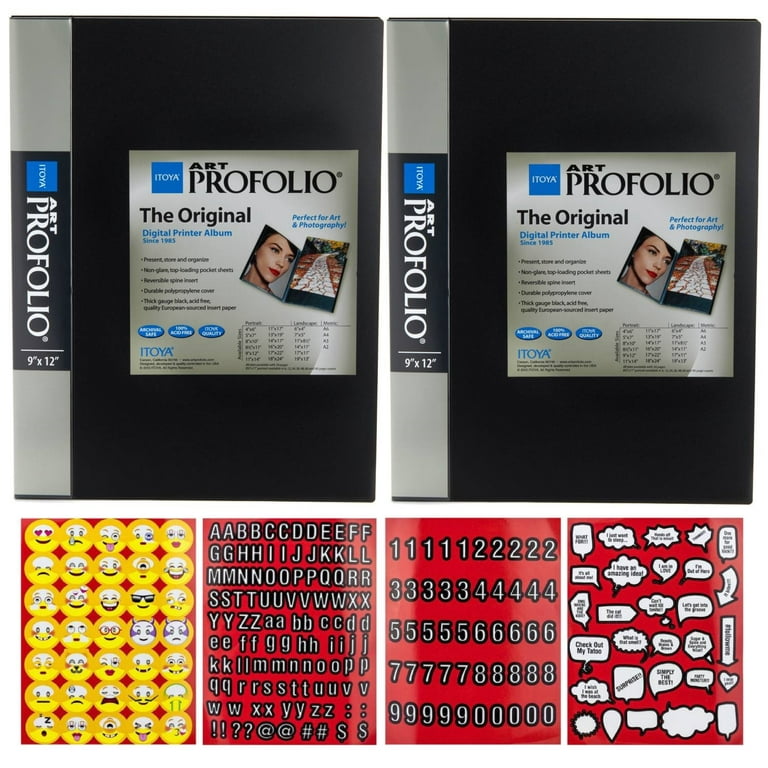 Itoya Art Profolio Original Storage Display Book 9x12 IA-12-9 - Qty 2 +  Emoji Stickers 