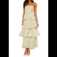 thumbnail image 1 of Vestido de Verano Sin Tirantes para Mujer, con Volantes, , Liso, Espalda Descubierta, Fruncido, Elegante, Fluido, para Playa. Verde XL, 1 of 10