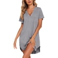 thumbnail image 3 of Ekouaer Women Cotton Nightgown Short Sleeve Sleep Gowns Breathable and Loose Pajama Dress, 3 of 5