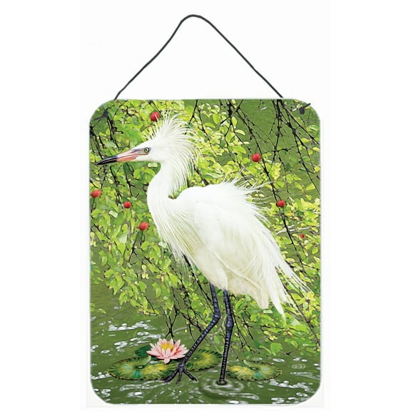 Carolines Treasures PRS4002DS1216 Snowy Egret Under Plum Tree Wall or Door Hanging Prints 12x16 multicolor