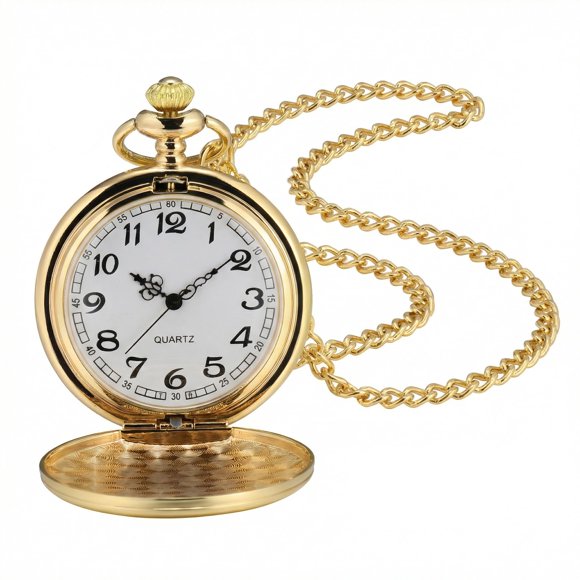 Reloj de bolsillo I-MART dorado de 47 mm con cadena vintage