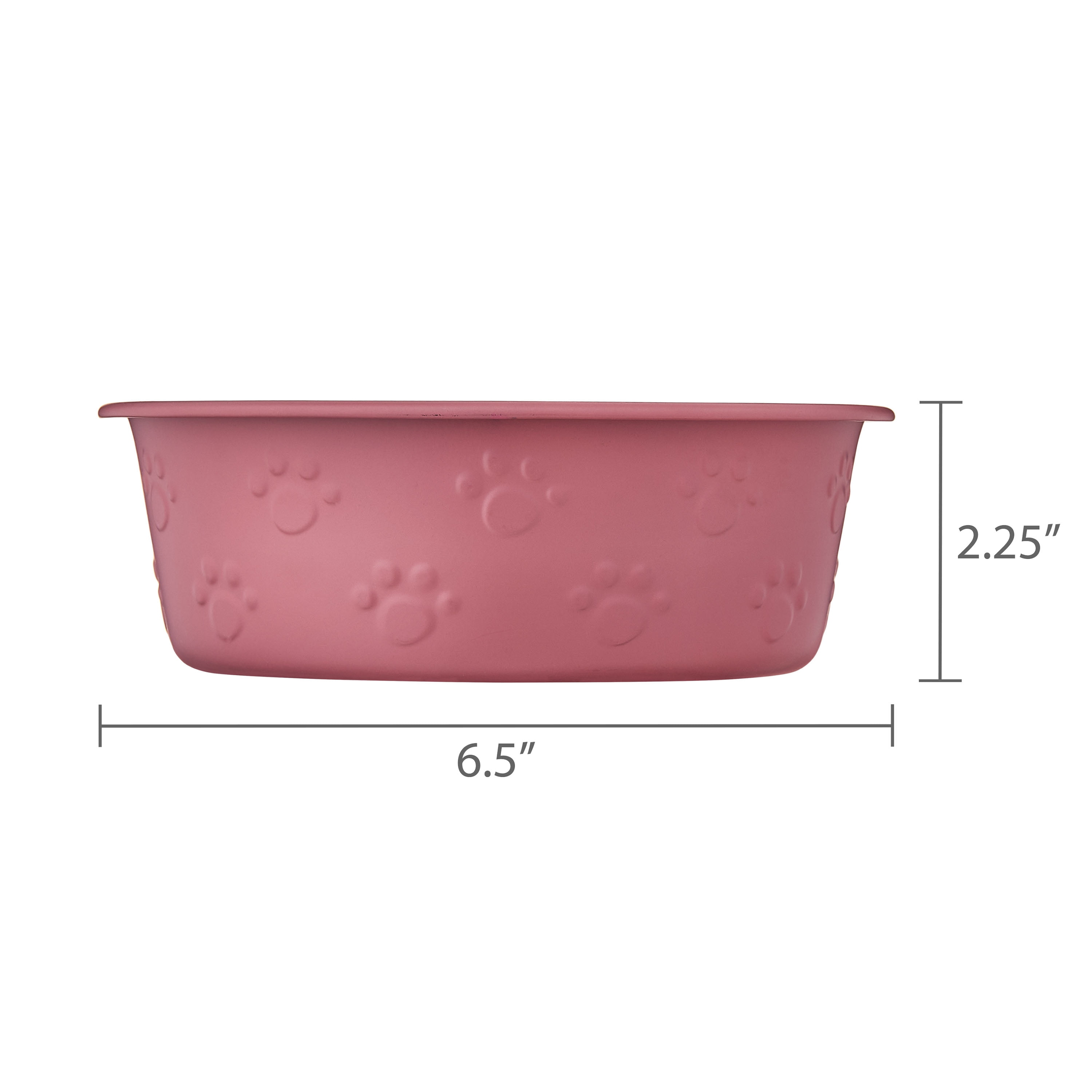 Vibrant Life Medium Stainless Steel Embossed Dog Bowl, Pink Paws