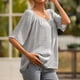 thumbnail image 5 of Camiseta Mujer Manga Corta Botón Camiseta Mujer Verano Top Blusa, M, Gris Methold AP001222-02, 5 of 7