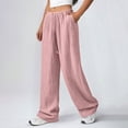 thumbnail image 6 of JGGSPWM Womens Cotton Textured Ruched Pants High Waist Elastic Drawstring Waisted Loose Fit Trousers Trendy Summer Pants Pink XXXXXL, 6 of 9