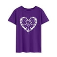 thumbnail image 4 of Xuanfei Women Peach Heart Print Crew Neck Short Sleeve Valentine's T-Shirt, 4 of 7