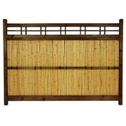 Oriental Furniture 4 ft. x 5-1/2 FT Tall Japanese Bamboo Kumo Fence, Japanese, Asian, Traditional, Outdoor, garden fence, dark walnut color with bamboo