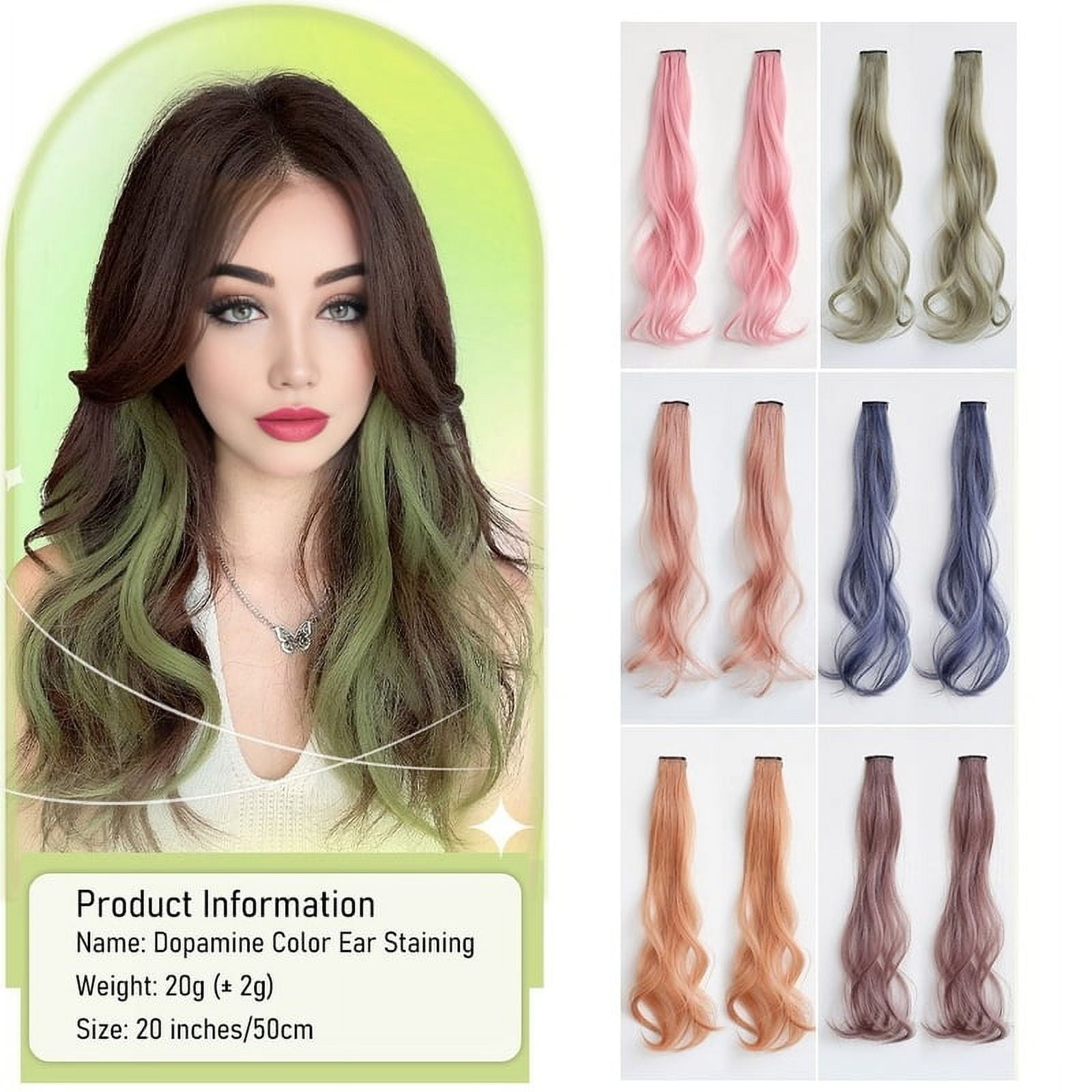 Synthetic 2 pieces/set 50cm/60cm colored curly hair extensions, water wave pink/blue/purple, Halloween/Christmas wig