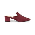 thumbnail image 3 of BLISSFUL STEP Women's Slide Mules Pointed Toe Chunky Heel Burgundy 9, 3 of 8