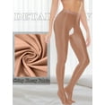 thumbnail image 5 of FEOYA Opaque Glossy Pantyhose for Women Oil Bright Leggings Shiny High Waist Crotchless Tights Smooth Footed Tights Nylon Seamless Leggings Pilates Yoga Pants L Brown, 5 of 7