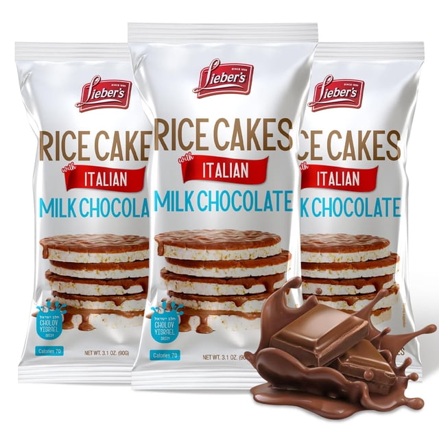LIEBERS Dark Chocolate Rice Cakes, Kosher Certified Dairy Free, Gluten Free Snack (Dark Italian Chocolate) Pack Of 3