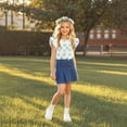 thumbnail image 6 of Vmvidoty Girls' Summer Shirts Cute Tops Ruffle Sleeve Crew Neck Casual Tees Green 6 Years, 6 of 8