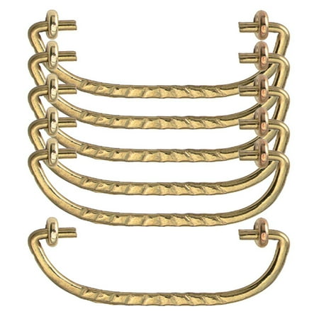 - 6 Solid Brass Bail Pulls Victorian Ribbed