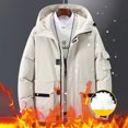 thumbnail image 4 of XMMSWDLA Deals Clearance Tops for Men Solid Casual Thicken Hooded Zipper Multi Pocket Keep Warm Jacket Coats, 4 of 8