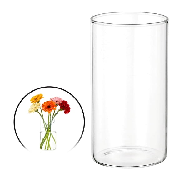 Uxcell Clear Cylinder Vases for Centerpiece 10oz, 5 Inch Tall Glass Flower Vase Floating Candle Holder for Bouquet Table Shelf Decor Home Wedding Party
