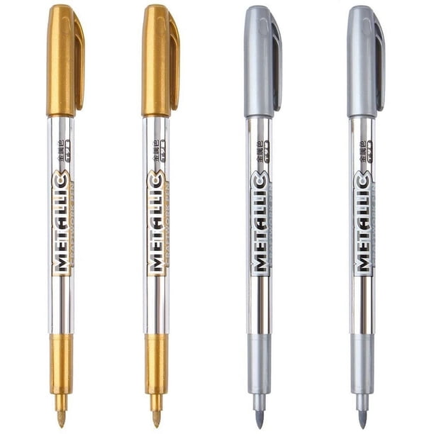 Bolígrafos Metálicos Premium Dyvicl Set de 4 Plata y Oro para Papel Negro Cristal Pintura en Rocas Calabaza de Halloween Álbum de Scrapbooking Manualidades de Navidad