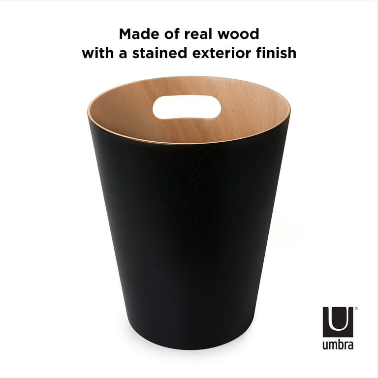 poubelle de bureau noire en bois umbra woodrow 082780-045 - Kdesign