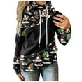 thumbnail image 6 of Fesfesfes Women Hooded Casual Slim Christmas Print Pachwork Long Sleeve Tops Blouse Clearance Under $10, 6 of 9