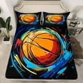 thumbnail image 2 of Erosebridal Draps de Lit Graffiti Basketball Simple pour Enfants Garçons, Literie Joueur de Balle Taille Simple 3 Pcs, 2 of 7