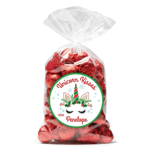 Unicorn Kisses Personalized Sticker and Treat Bag Set