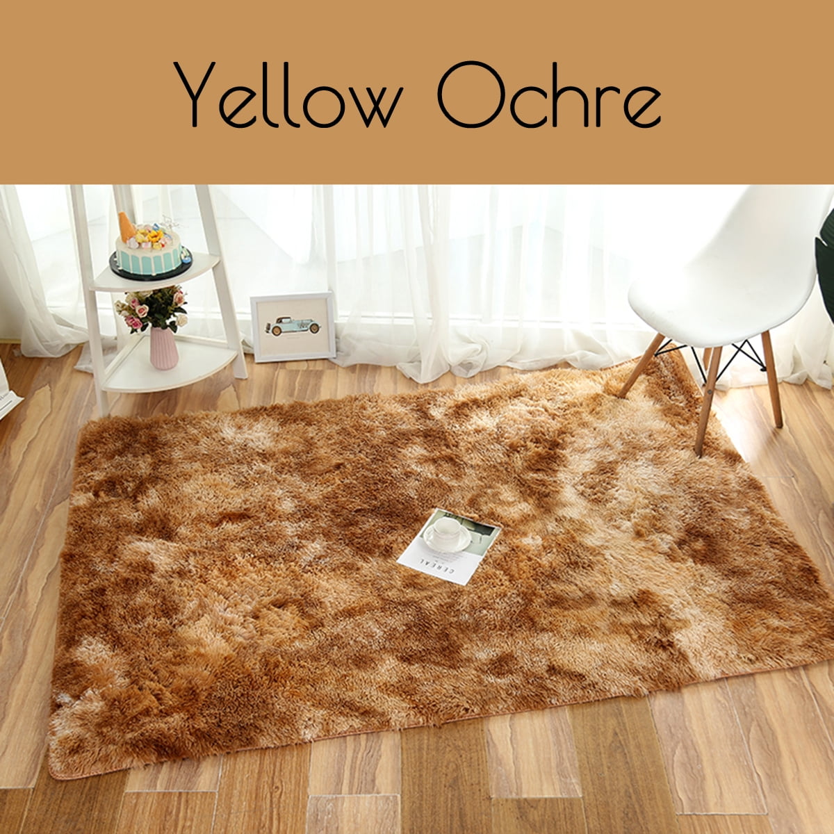 Washable Super Soft Indoor Modern Shag Area Silky Smooth Fur Rugs Fluffy Rugs Anti Skid Shaggy Area Rug Dining Room Home Bedroom Carpet Floor Mat 5 3