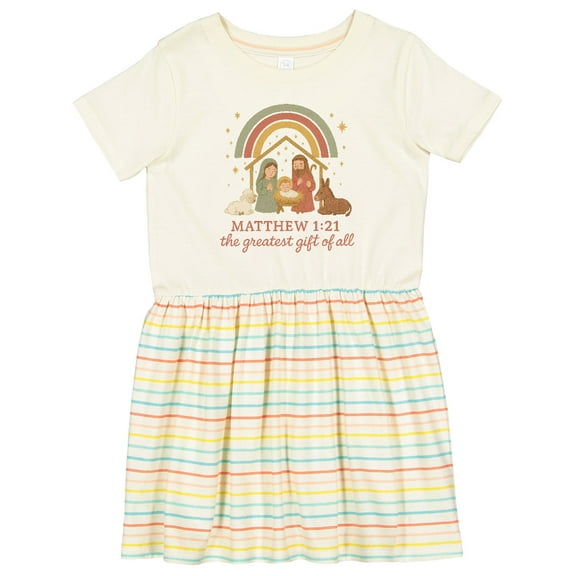 Inktastic Matthew 1:21 Nativity Scene the Greatest of All Girls Toddler Dress