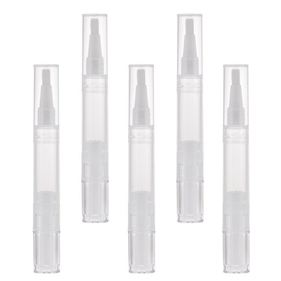 Set of 5 Empty Twist Pen Cosmetic Container with Brush, Nail Oil Bottle Tubes, Tool