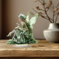 thumbnail image 4 of Zhi Green Forest Fairy Acrylic Decor With Floral Crown, Great for Living Room And Home Decor, Elegant Ornament For Shelf And Accents, 4 of 7