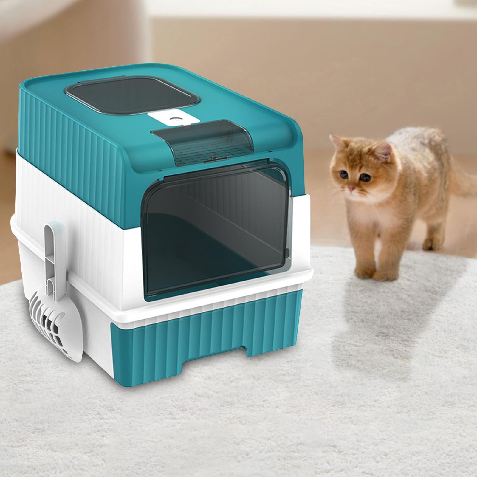 Hooded Cat Litter Boxes for Small, Medium and Large Cat, Easy Access Cat Litter Tray, Fully Enclosed Pet Litter Boxes blue