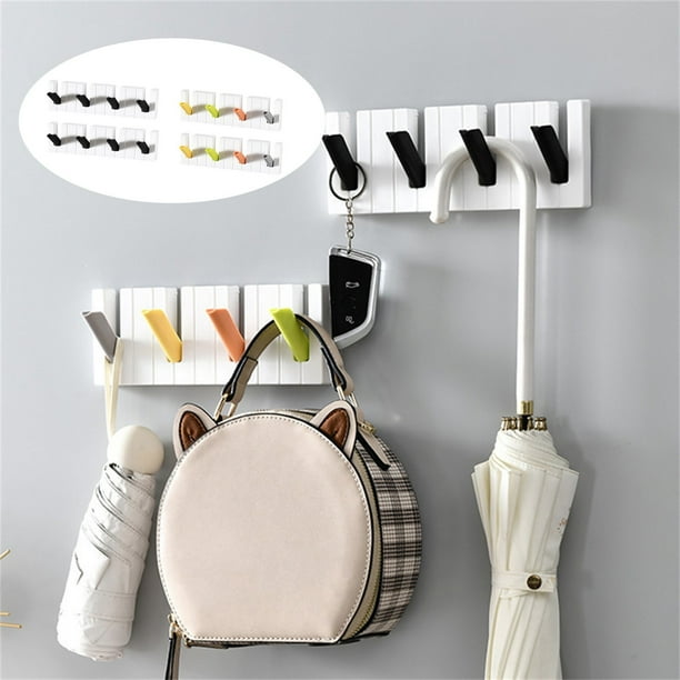 Organizador de pared adhesivo con forma de teclas de piano | Bolsillo grande para llaves, ganchos resistentes para llaves, bolsos y sombreros | Sin taladros, se desmonta sin daños | Juego de 2