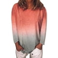 thumbnail image 1 of Fashnice Ladies T-shirt Gradient Tee Long Sleeve T Shirt Basic Work Pullover Pink XL, 1 of 2
