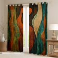 thumbnail image 2 of Manfei Retro Boho bohemian Black Out Curtains,Vintage Wave Striped Curtains Pack of 2 (42x63 Each),Gradient Green Brown Bedroom Curtains For Teens,Ultra Soft Home Decor, 2 of 6