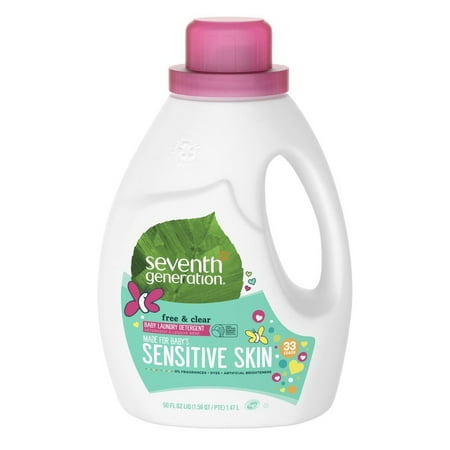Seventh Generation Free & Clear Fragrance-Free Baby Natural Liquid Laundry Detergent -- 50 Fl Oz