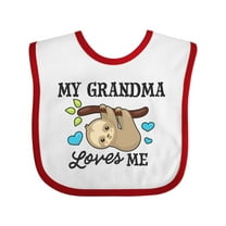 Inktastic My Grandma Loves Me with Sloth and Hearts Boys or Girls Baby Bib